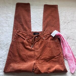 Juicy Couture Newport Skinny Corduroy Pants Ginger Orange High Rise Size 26 NEW